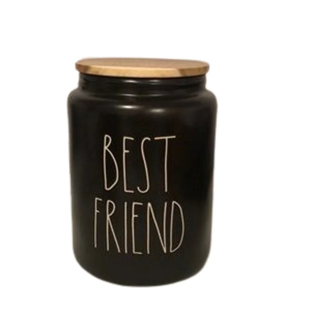 Rae Dunn Black BEST FRIEND Ceramic Pet Treat Jar / Canister